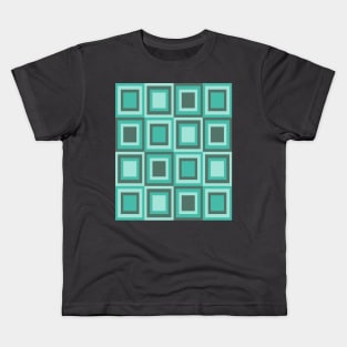 Sixties and seventies geometric pattern in green tones Kids T-Shirt